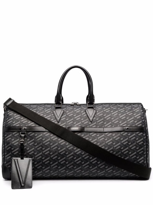 Black La Greca Print Weekend Bag