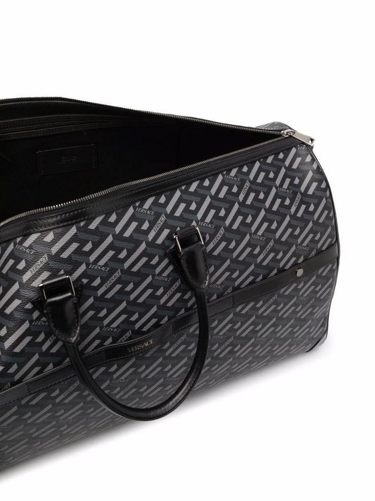 Black La Greca Print Weekend Bag