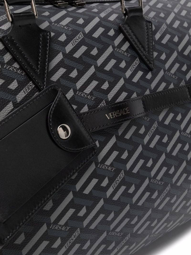 Black La Greca Print Weekend Bag
