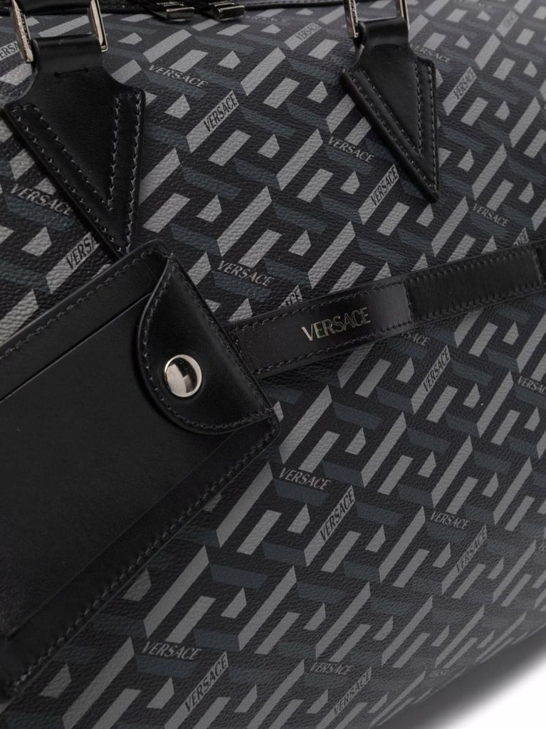 Black La Greca Print Weekend Bag