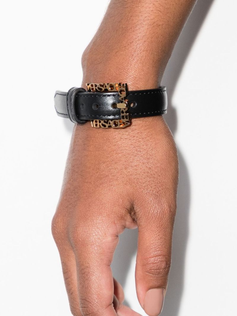 Black Logo Leather Bracelet