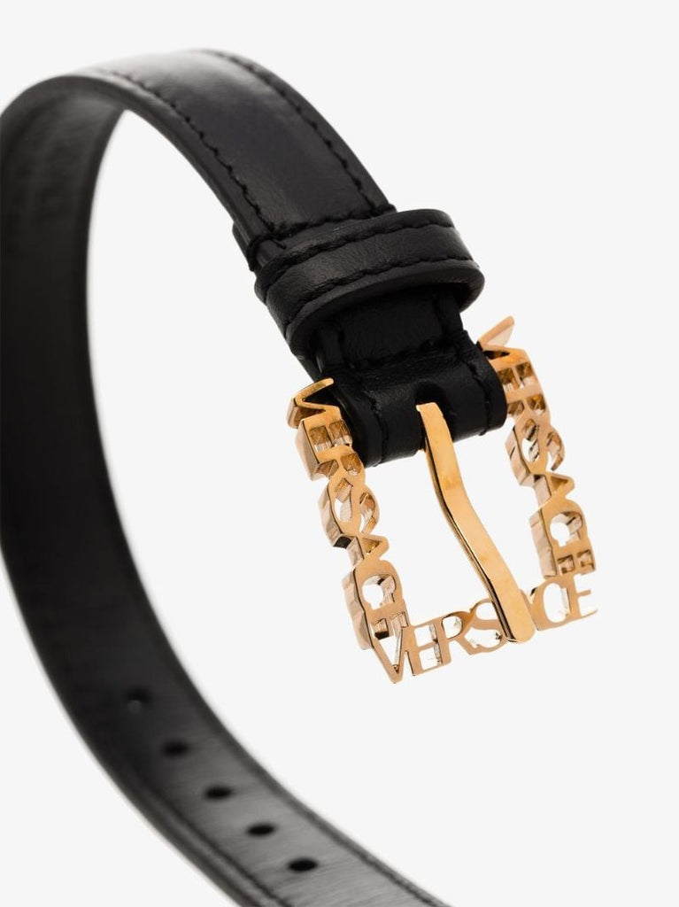Black Logo Leather Bracelet