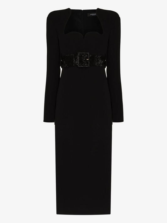 Crystal Belt Silk Dress