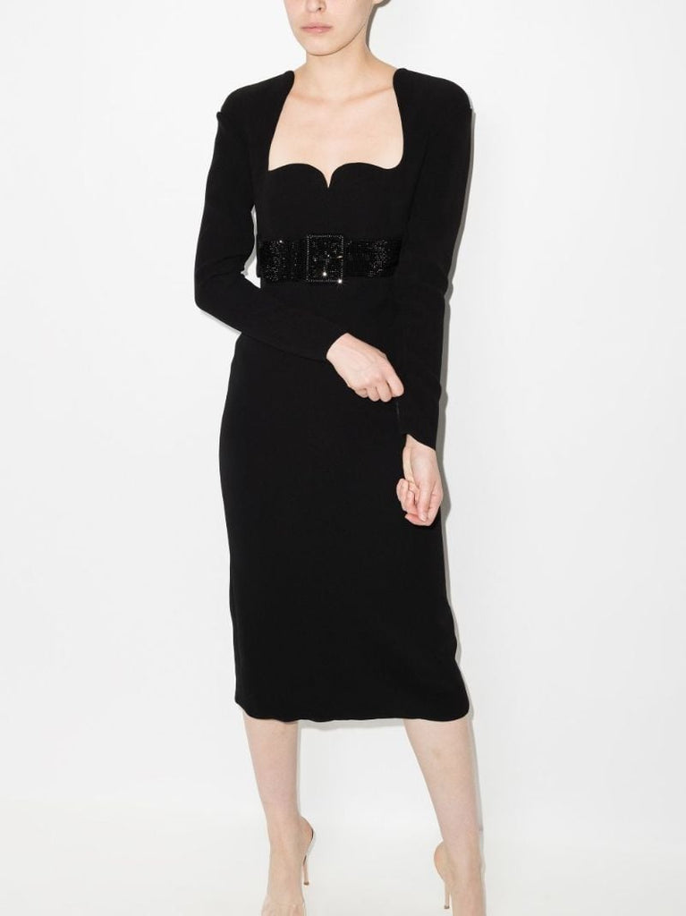 Crystal Belt Silk Dress