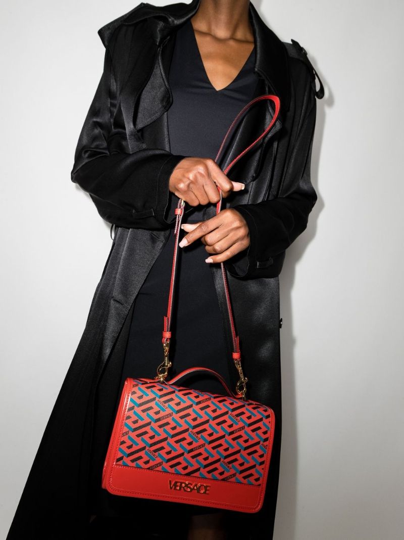Red La Greca Signature Shoulder Bag