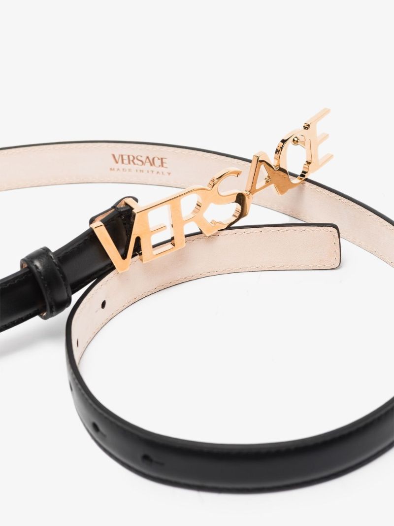 Black Logo Leather Belt