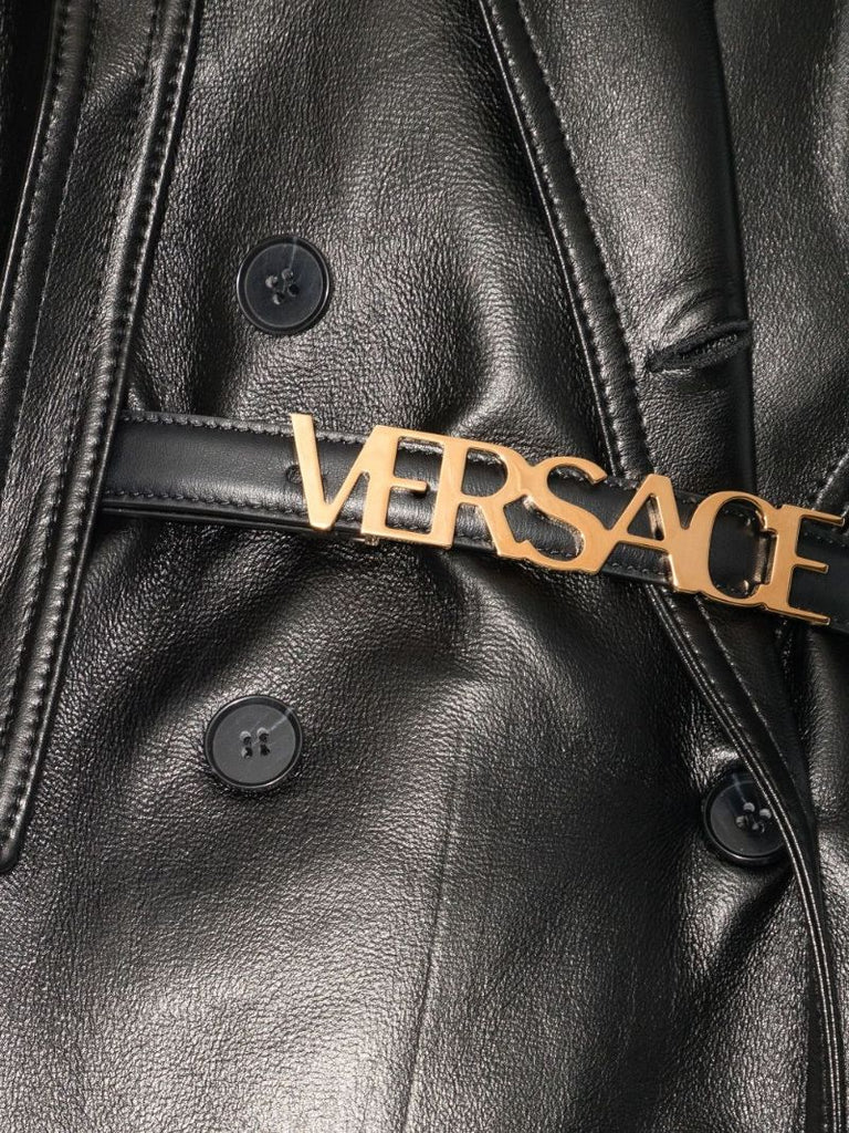 Black Logo Leather Belt