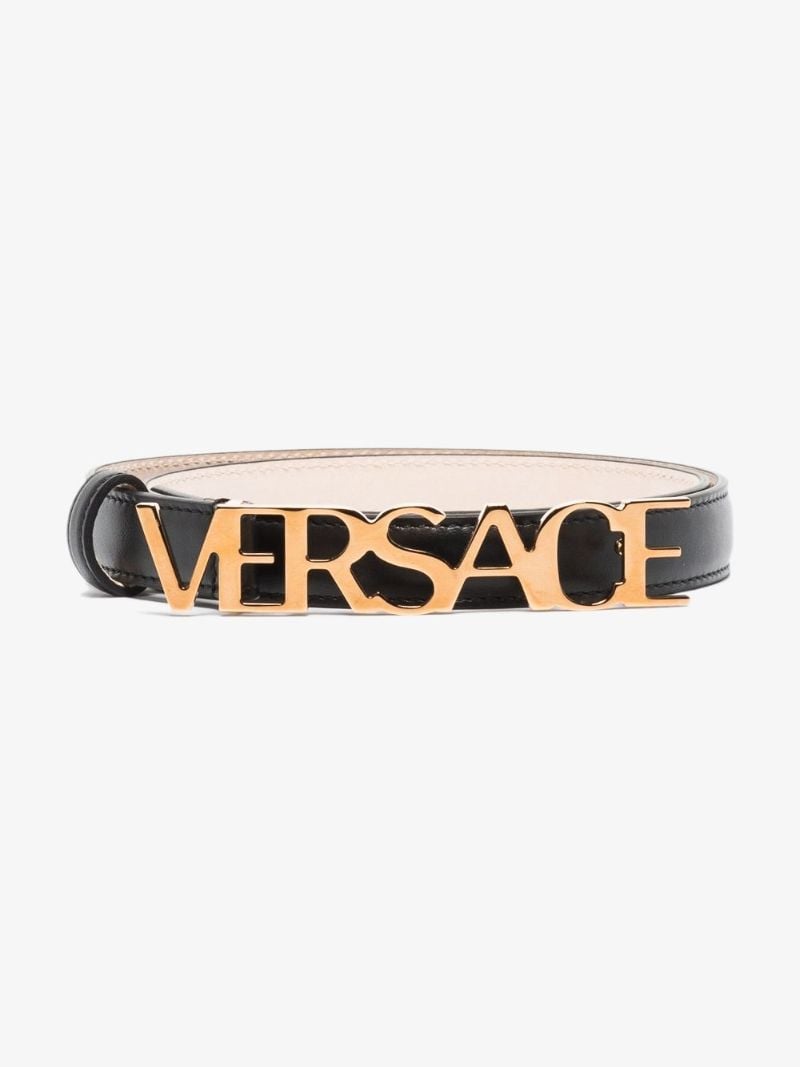 Black Logo Leather Belt
