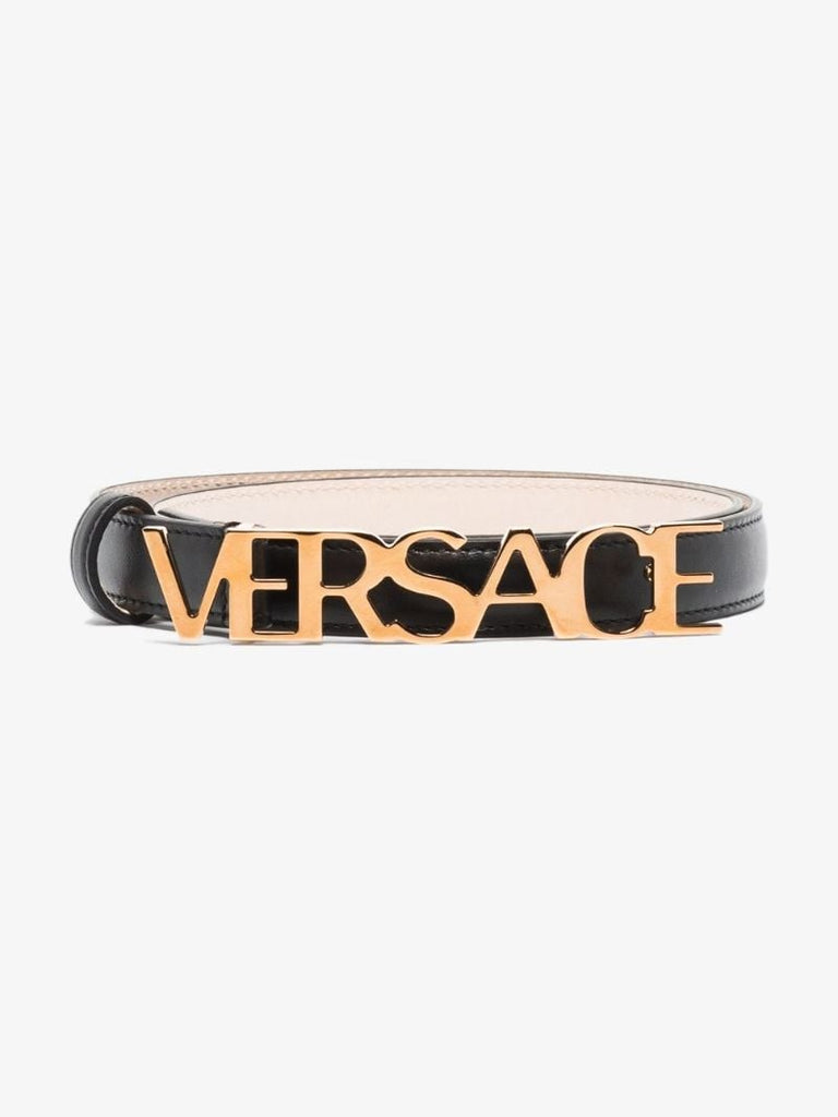 Black Logo Leather Belt