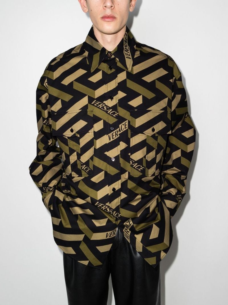La Greca Print Cotton Shirt