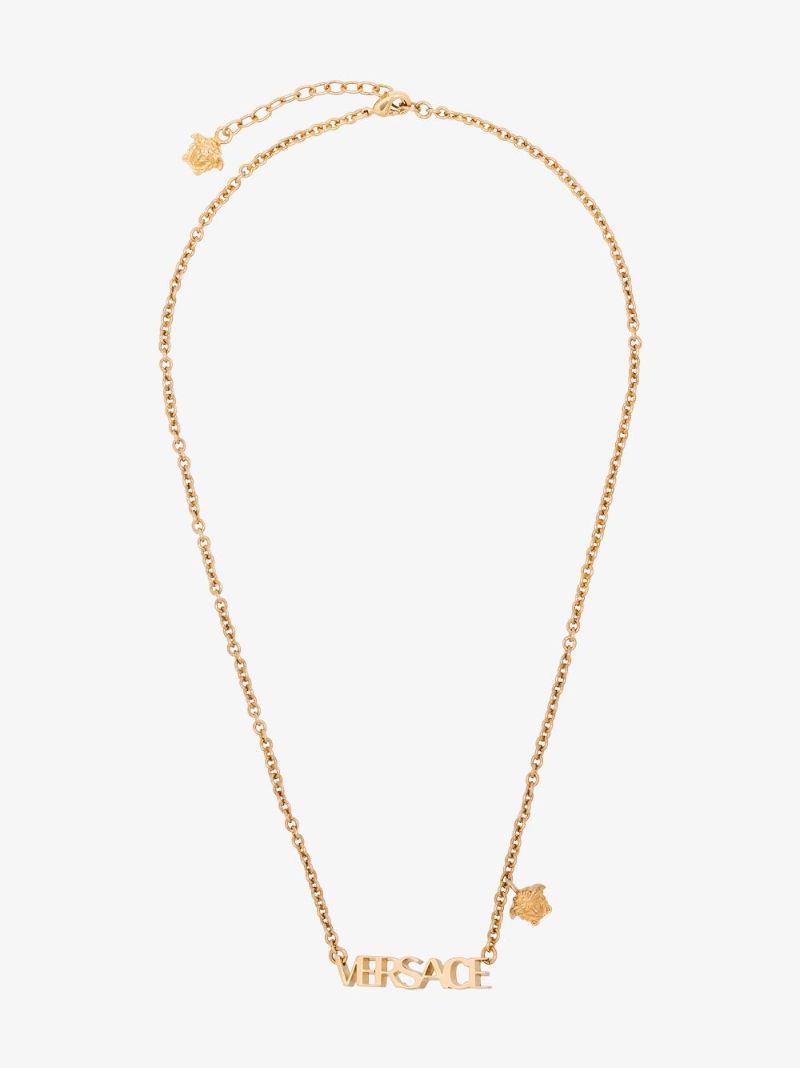 Gold-tone Logo Pendant Necklace