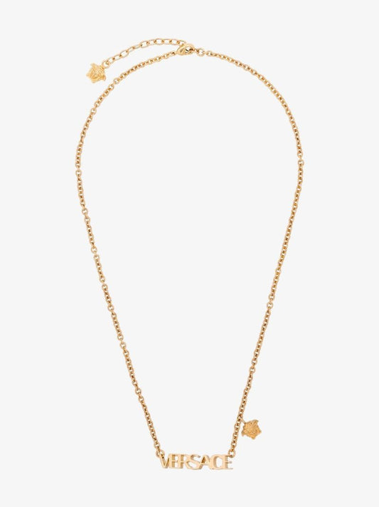 Gold-tone Logo Pendant Necklace