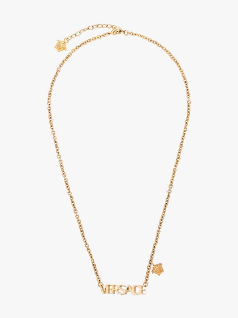 Gold-tone Logo Pendant Necklace