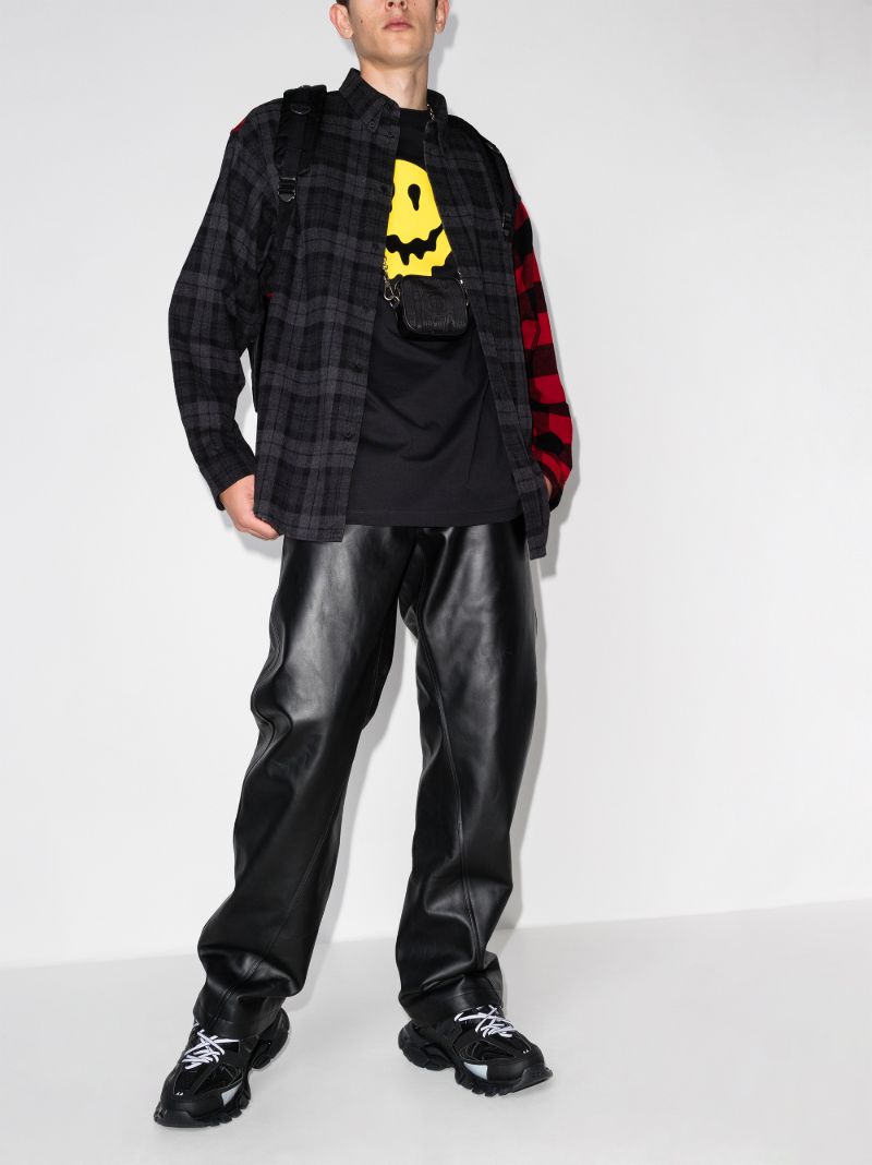 Spliced Check Flannel Shirt