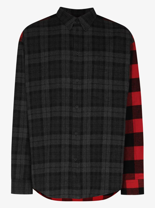 Spliced Check Flannel Shirt