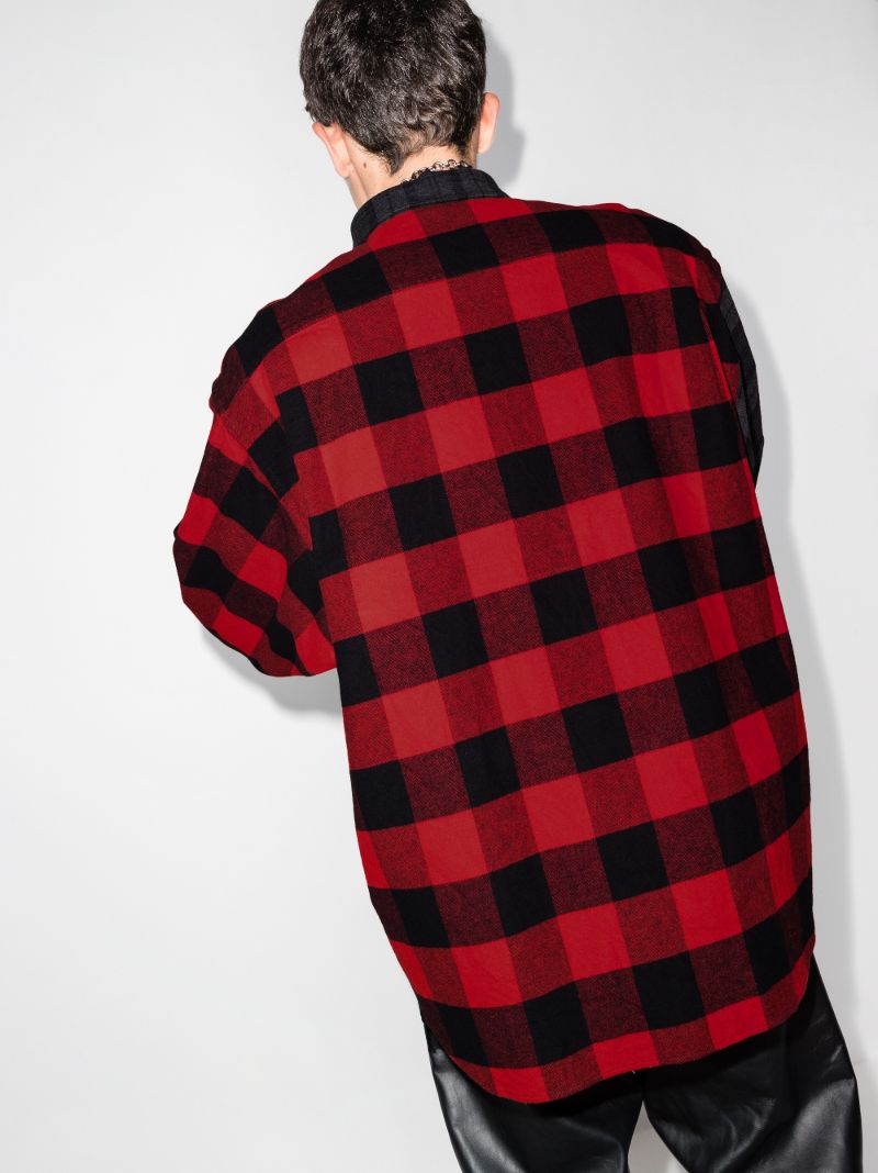 Spliced Check Flannel Shirt