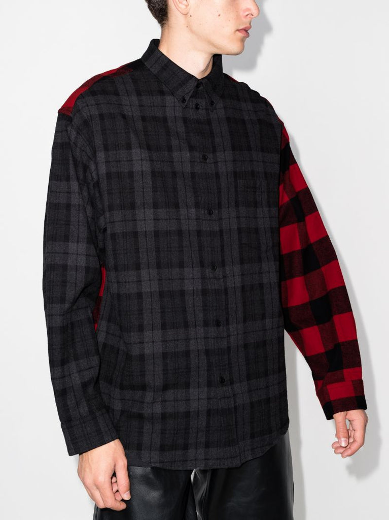 Spliced Check Flannel Shirt