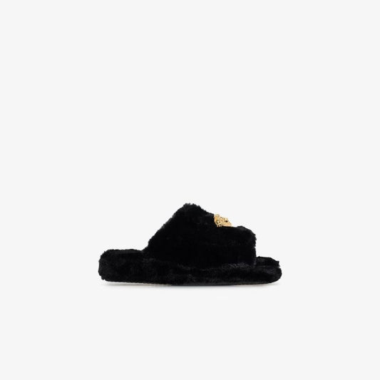 Black Medusa Platform Fluffy Slippers