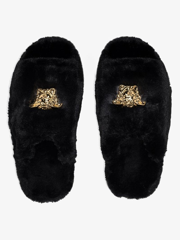 Black Medusa Platform Fluffy Slippers