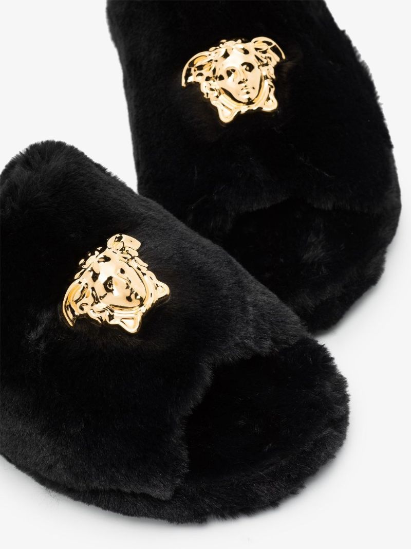 Black Medusa Platform Fluffy Slippers