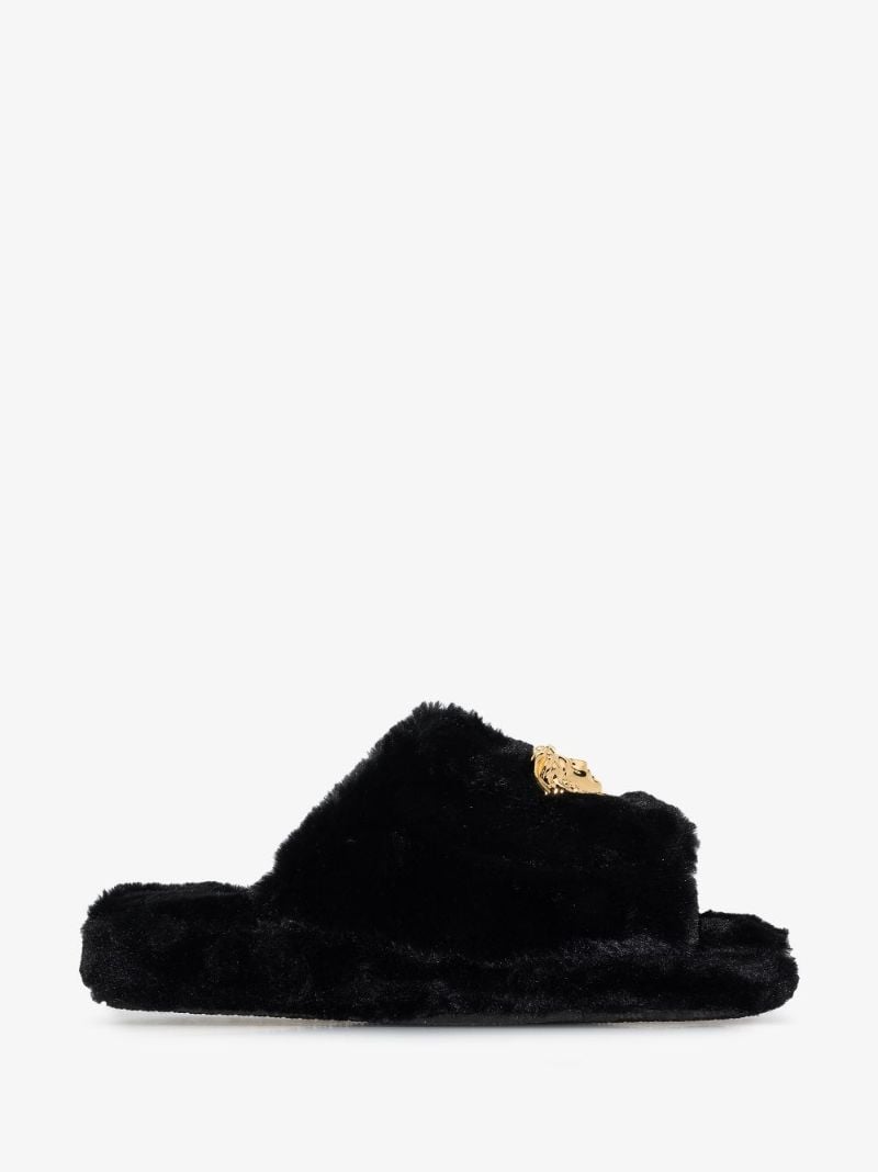 Black Medusa Platform Fluffy Slippers