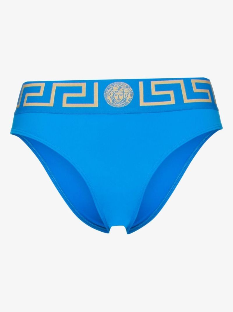 Blue Greca Border Bikini Bottoms