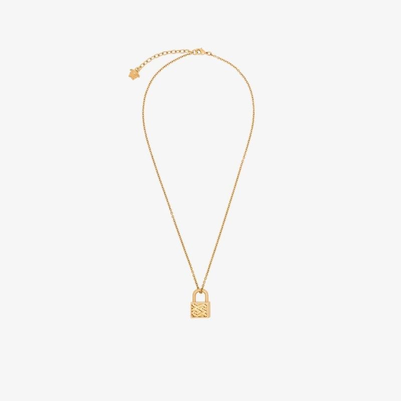 Gold Tone Medusa Padlock Necklace