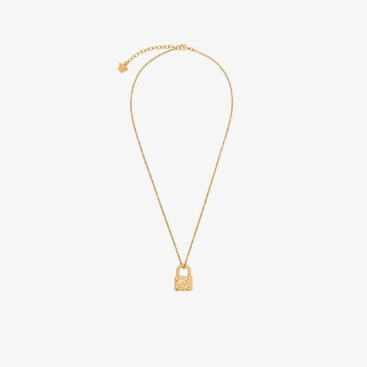 Gold Tone Medusa Padlock Necklace