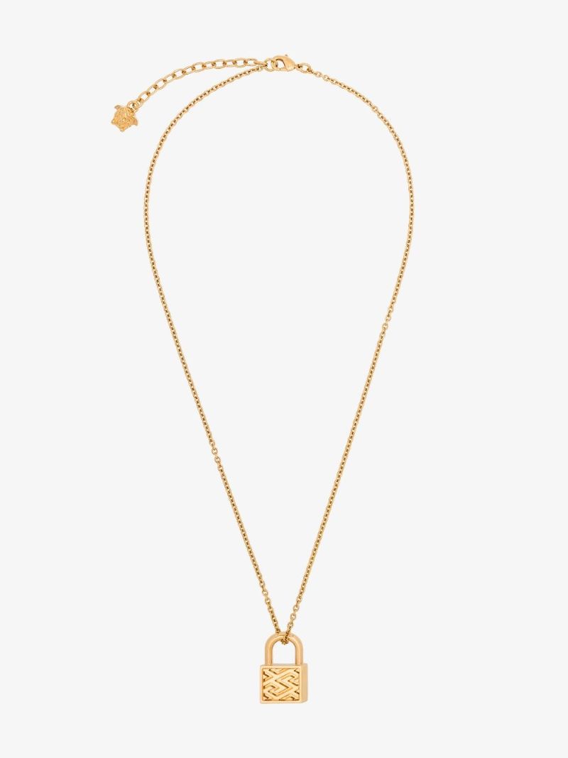 Gold Tone Medusa Padlock Necklace