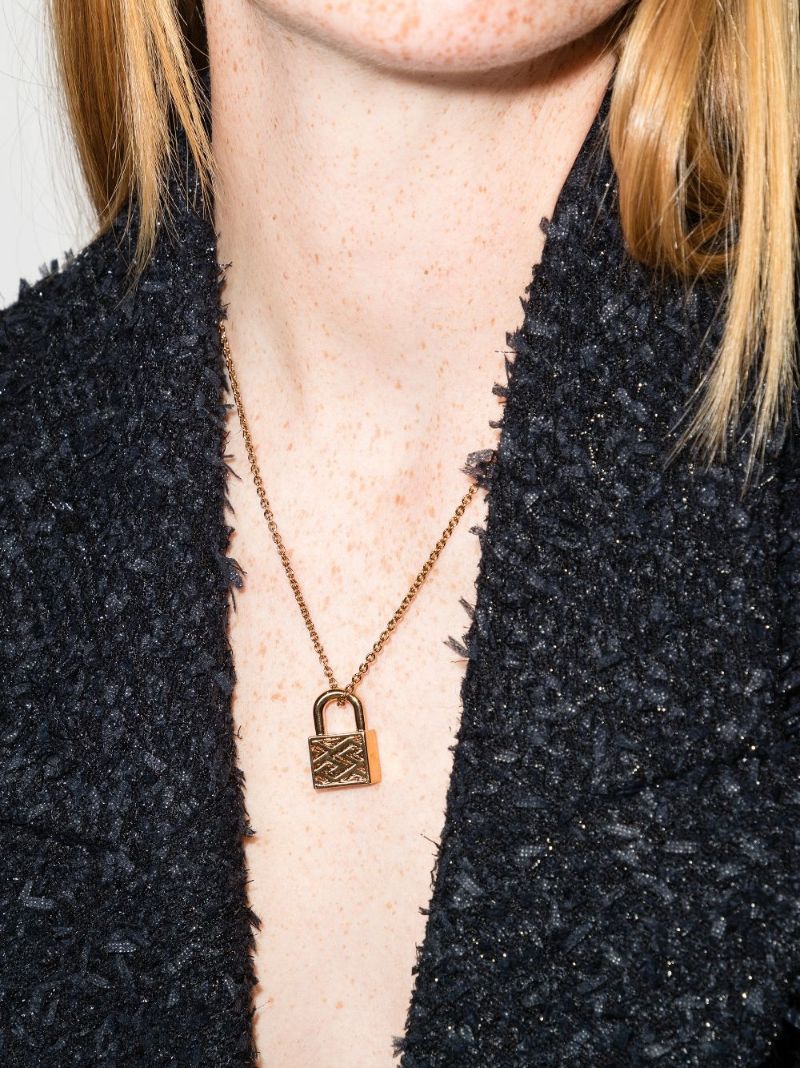 Gold Tone Medusa Padlock Necklace