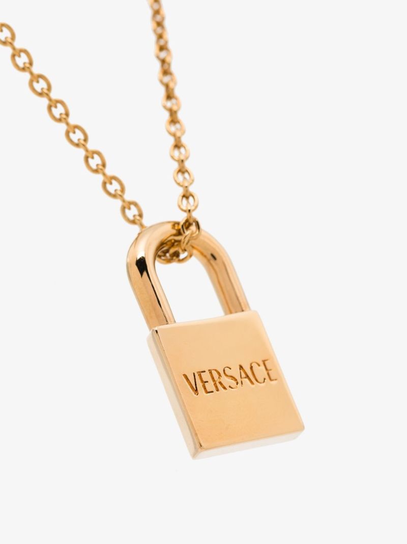 Gold Tone Medusa Padlock Necklace