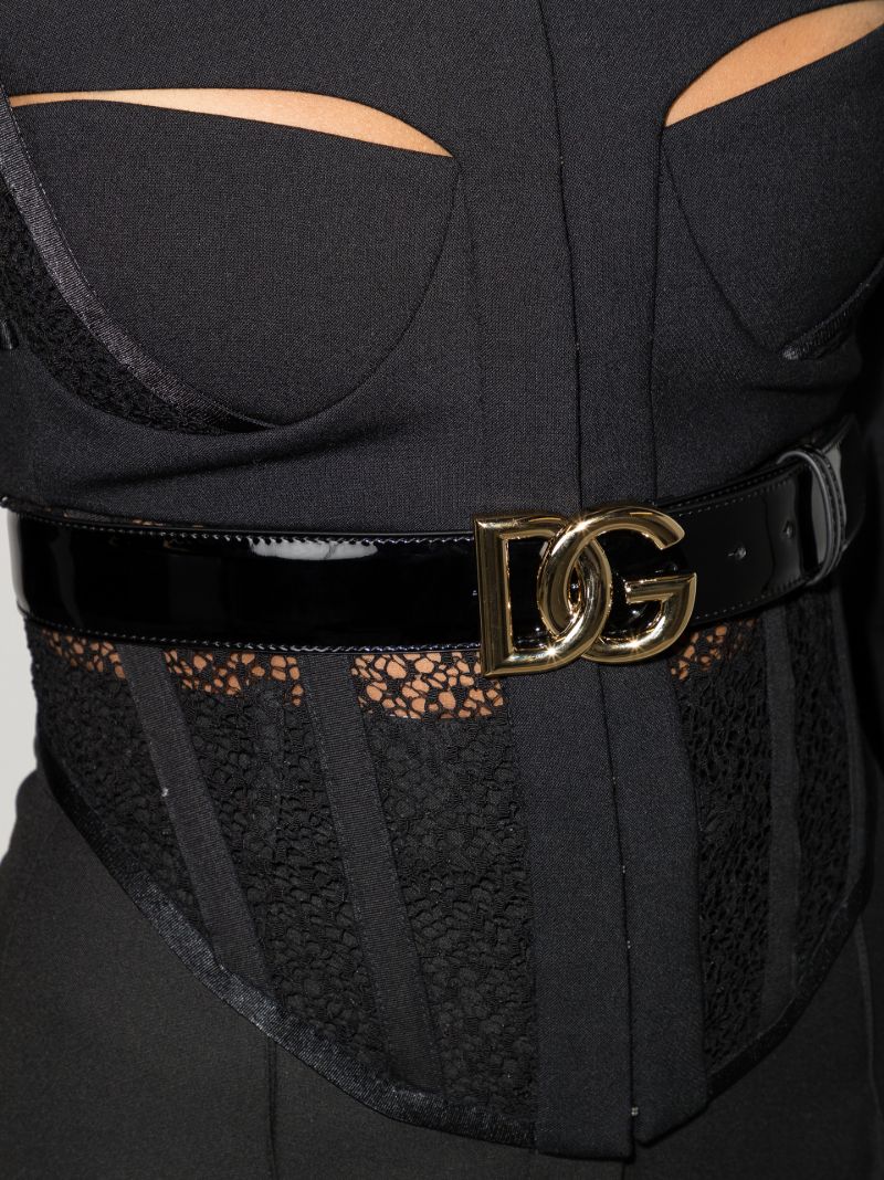 Black Logo Leather Belt