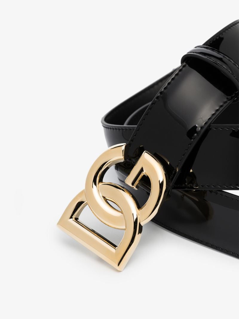 Black Logo Leather Belt