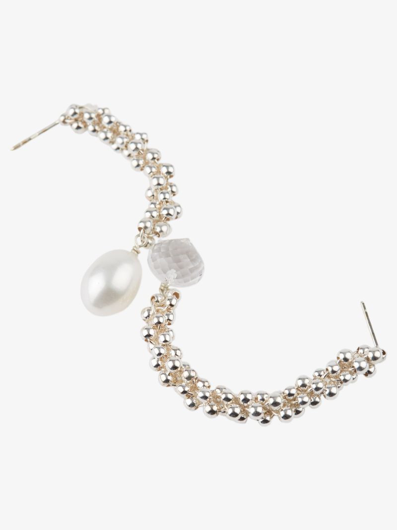 Sterling Silver the Reunion of the Stars Crystal Pearl Drop Earrings