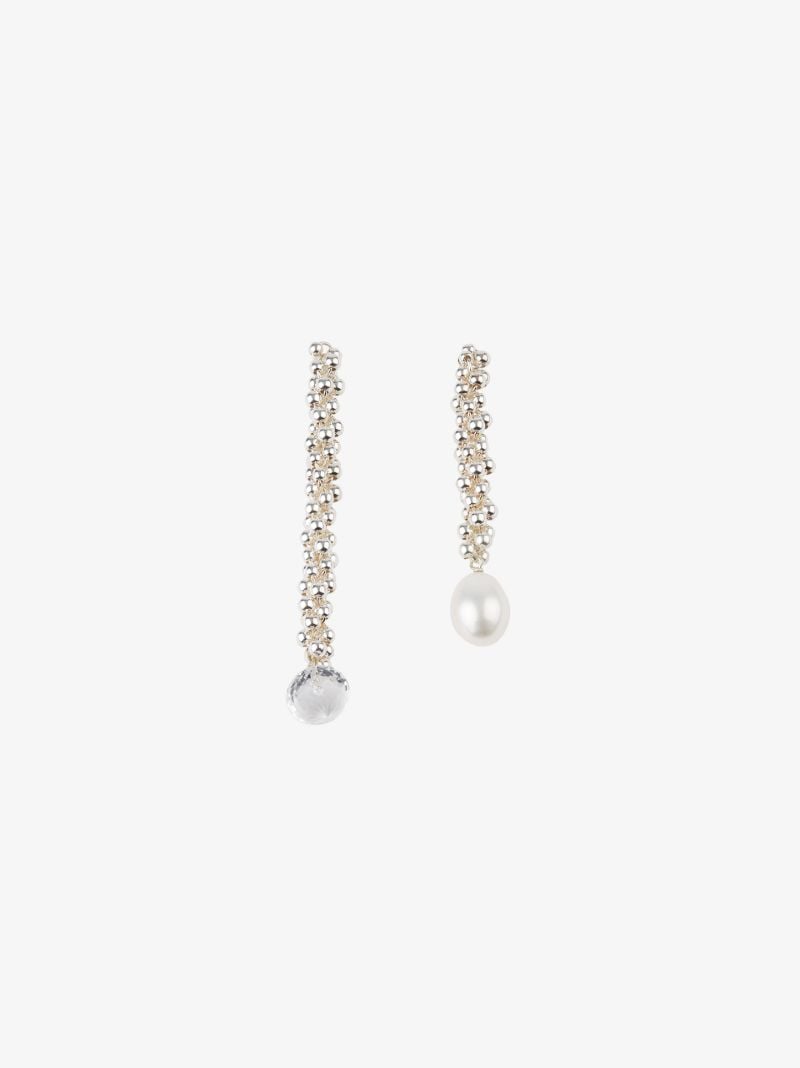 Sterling Silver the Reunion of the Stars Crystal Pearl Drop Earrings