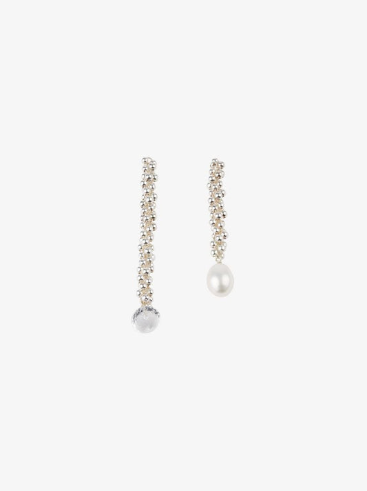 Sterling Silver the Reunion of the Stars Crystal Pearl Drop Earrings