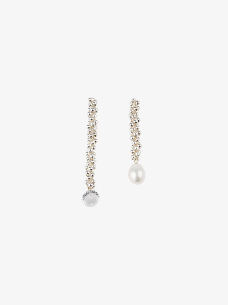 Sterling Silver the Reunion of the Stars Crystal Pearl Drop Earrings
