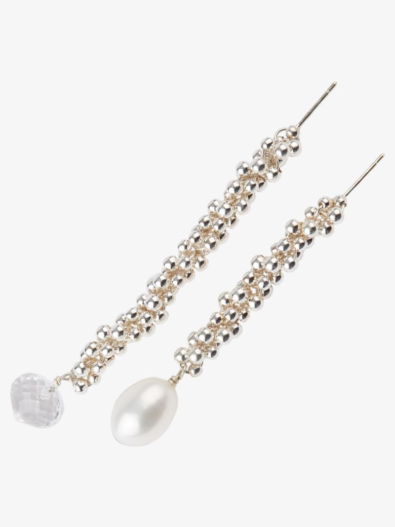 Sterling Silver the Reunion of the Stars Crystal Pearl Drop Earrings