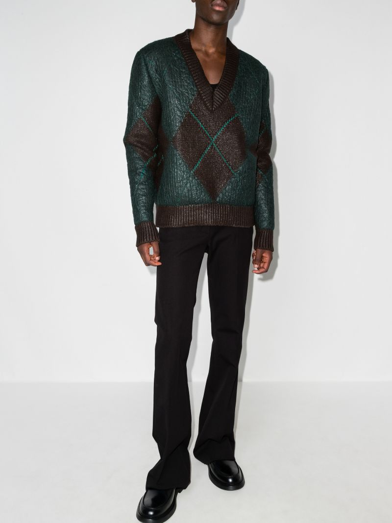 Coated Argyle Sweater