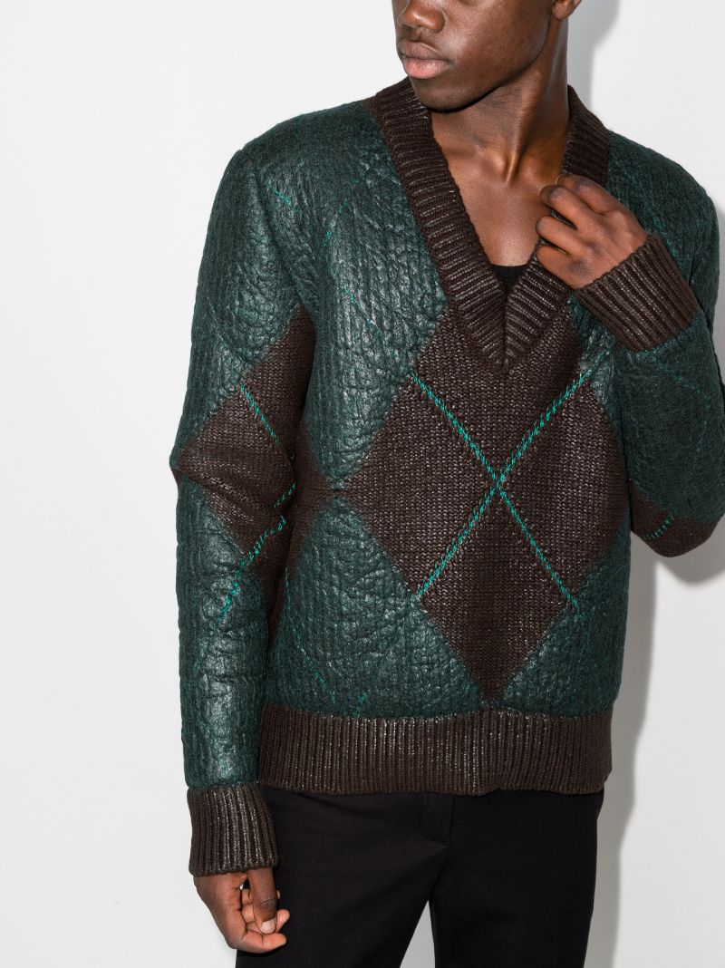 Coated Argyle Sweater