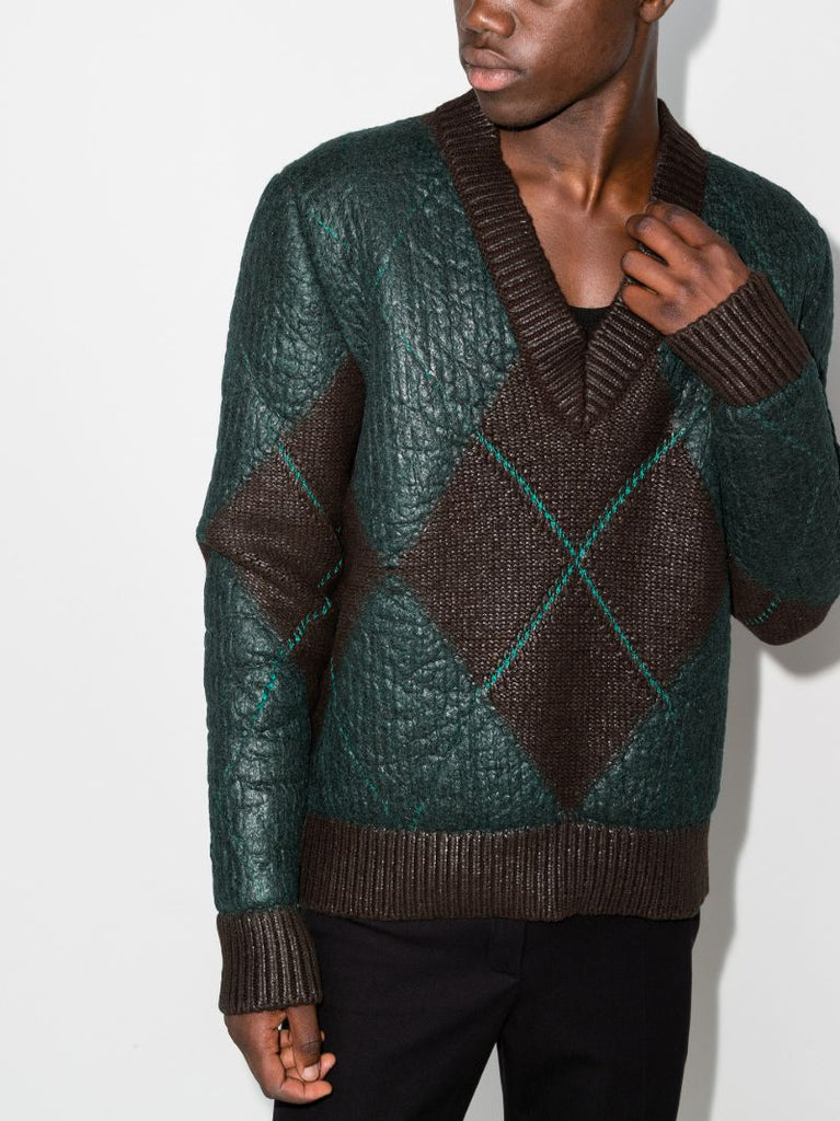 Coated Argyle Sweater
