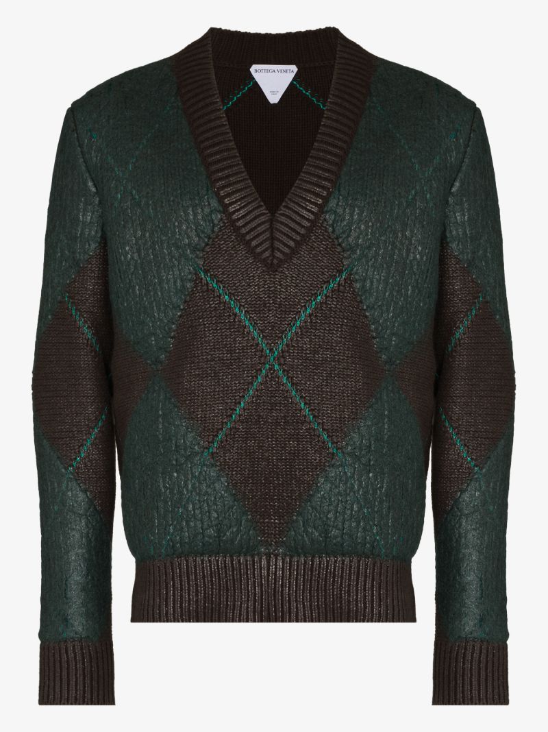 Coated Argyle Sweater