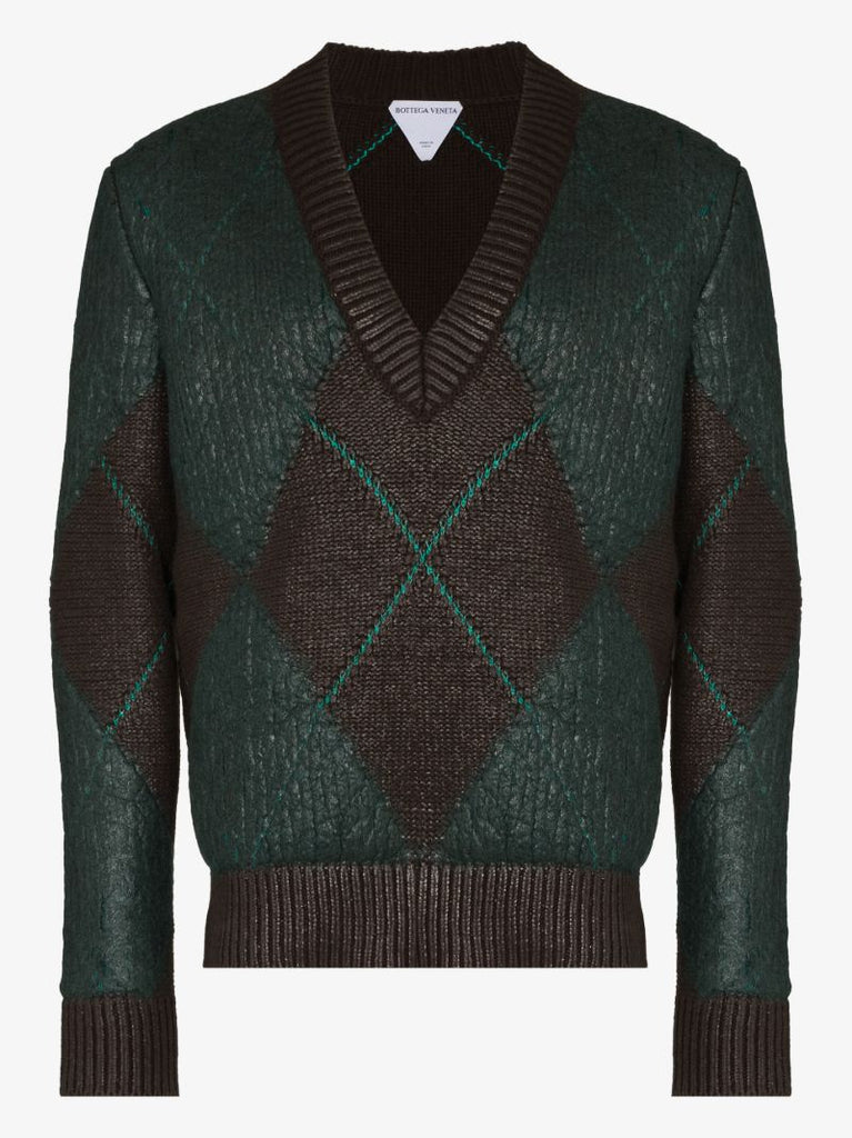 Coated Argyle Sweater