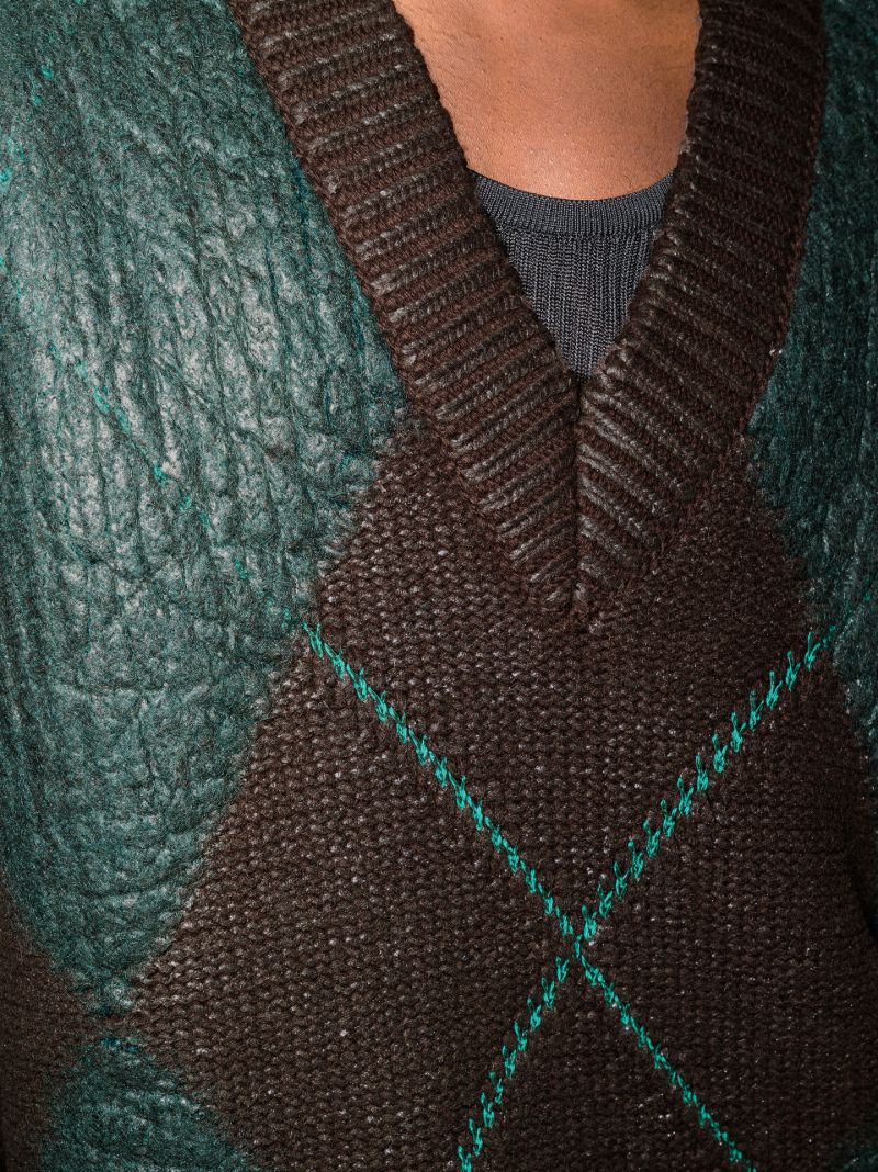 Coated Argyle Sweater