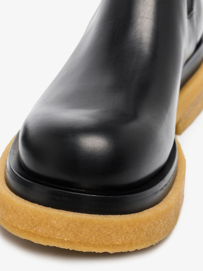 Black Lug Leather Chelsea Boots