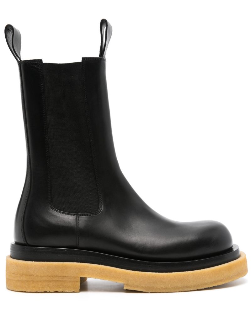 Black Lug Leather Chelsea Boots