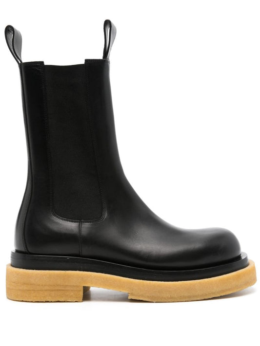 Black Lug Leather Chelsea Boots