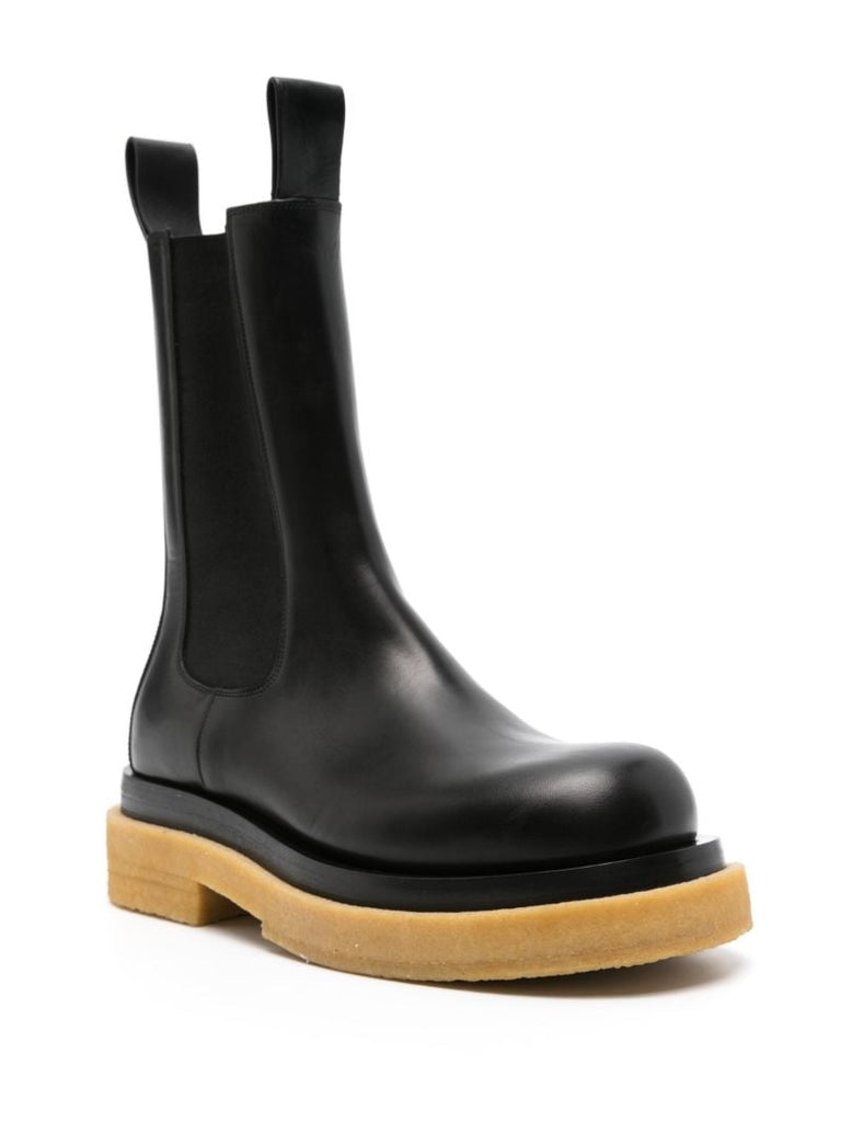 Black Lug Leather Chelsea Boots