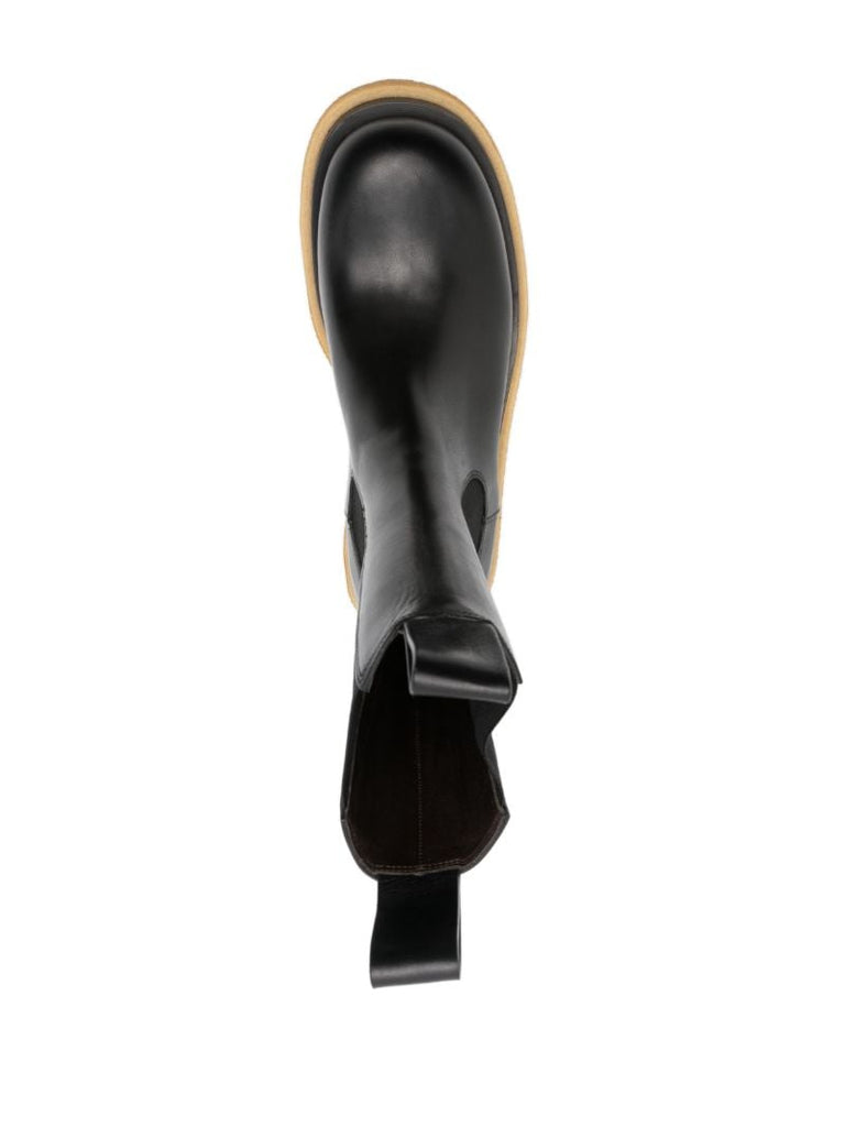 Black Lug Leather Chelsea Boots