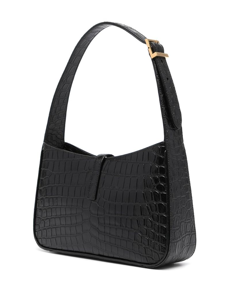 Black Le 5 Ã_x0083_â_x0082_¬ 7 Mock Croc Leather Shoulder Bag